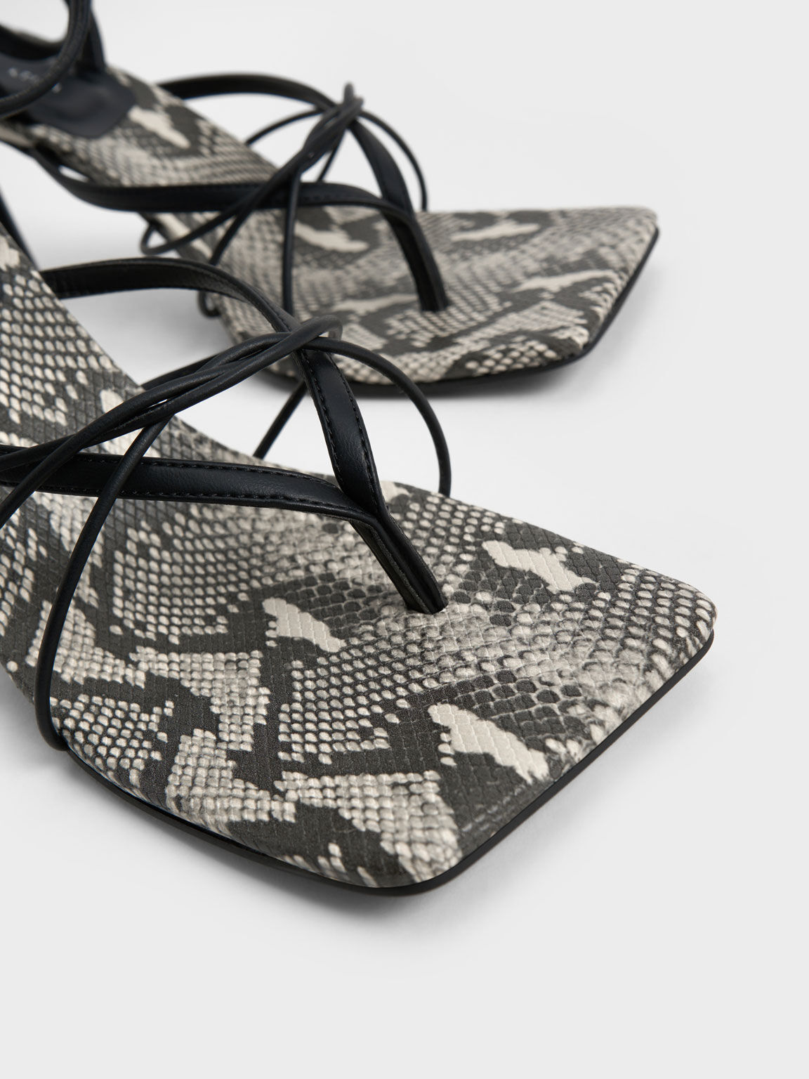 Snake-Print Ankle Strap Thong Sandals, Animal Print Natural, hi-res