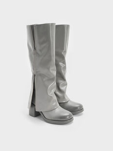 Louise Burnished Knee-High Boots, Light Grey, hi-res