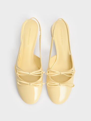 Zapatos de tacón destalonados Dorri con doble lazo, Amarillo mantequilla, hi-res