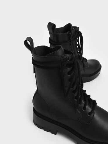 Gripped Soles Combat Boots, Negro, hi-res