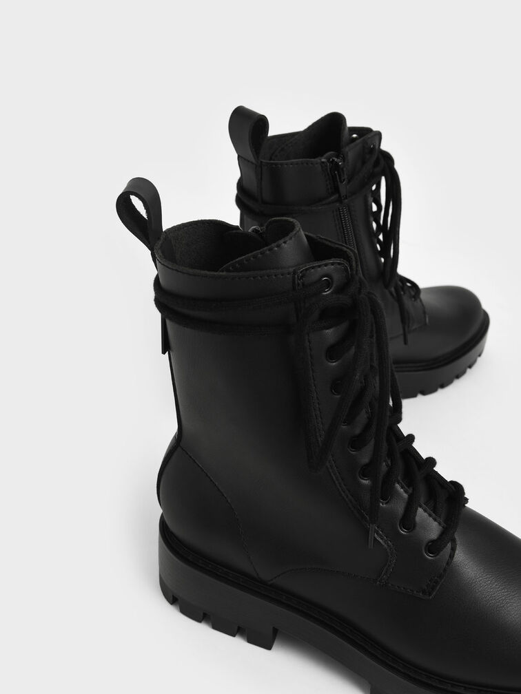 Gripped Soles Combat Boots, Black, hi-res