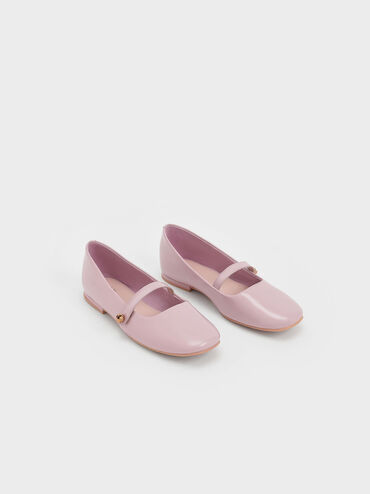Girls' Patent Mary Jane Flats, Lilac, hi-res