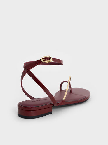 Chain-Strap Toe-Ring Sandals, Burgundy, hi-res
