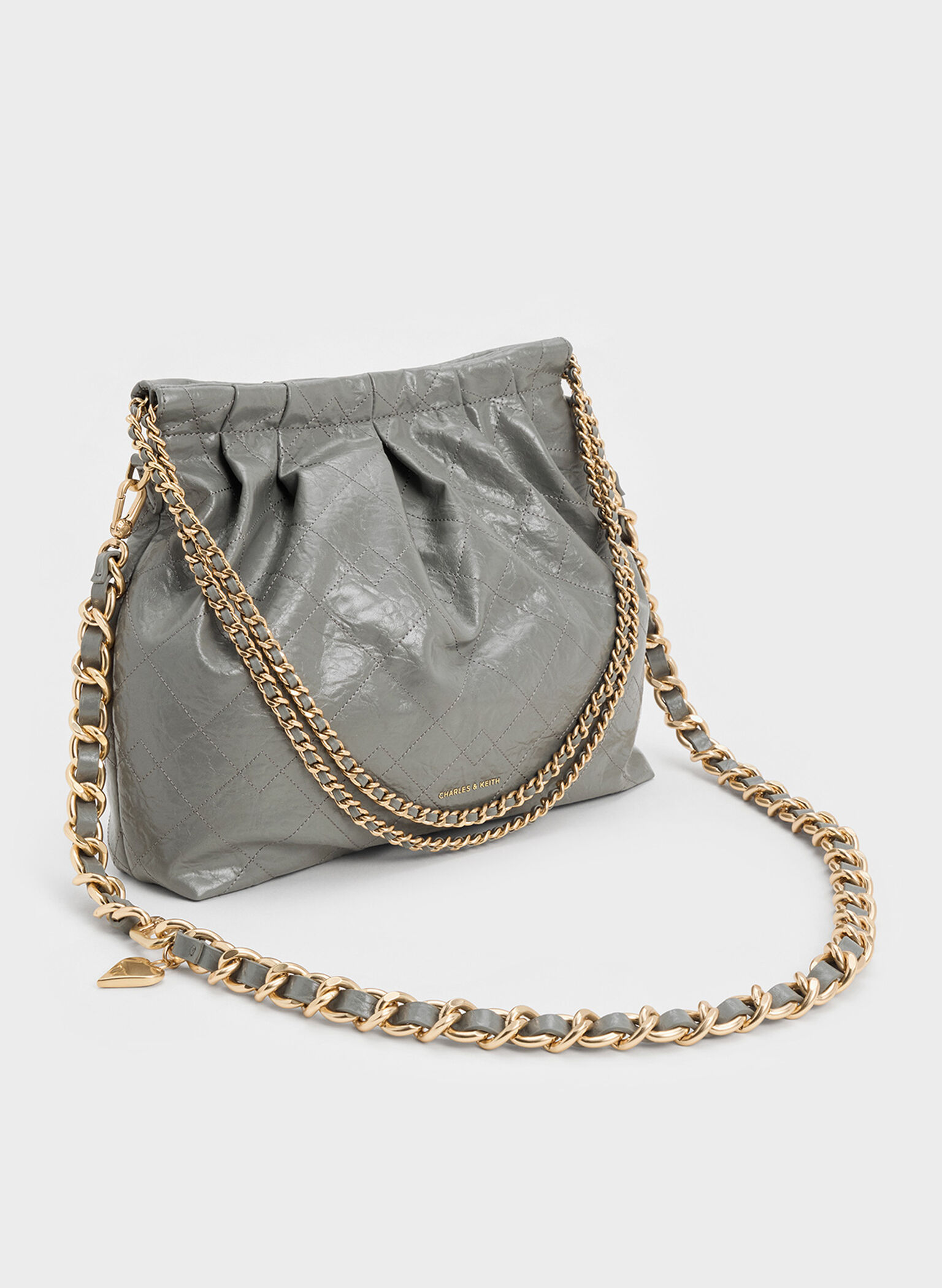Duo Double Chain Hobo Bag, Grey, hi-res
