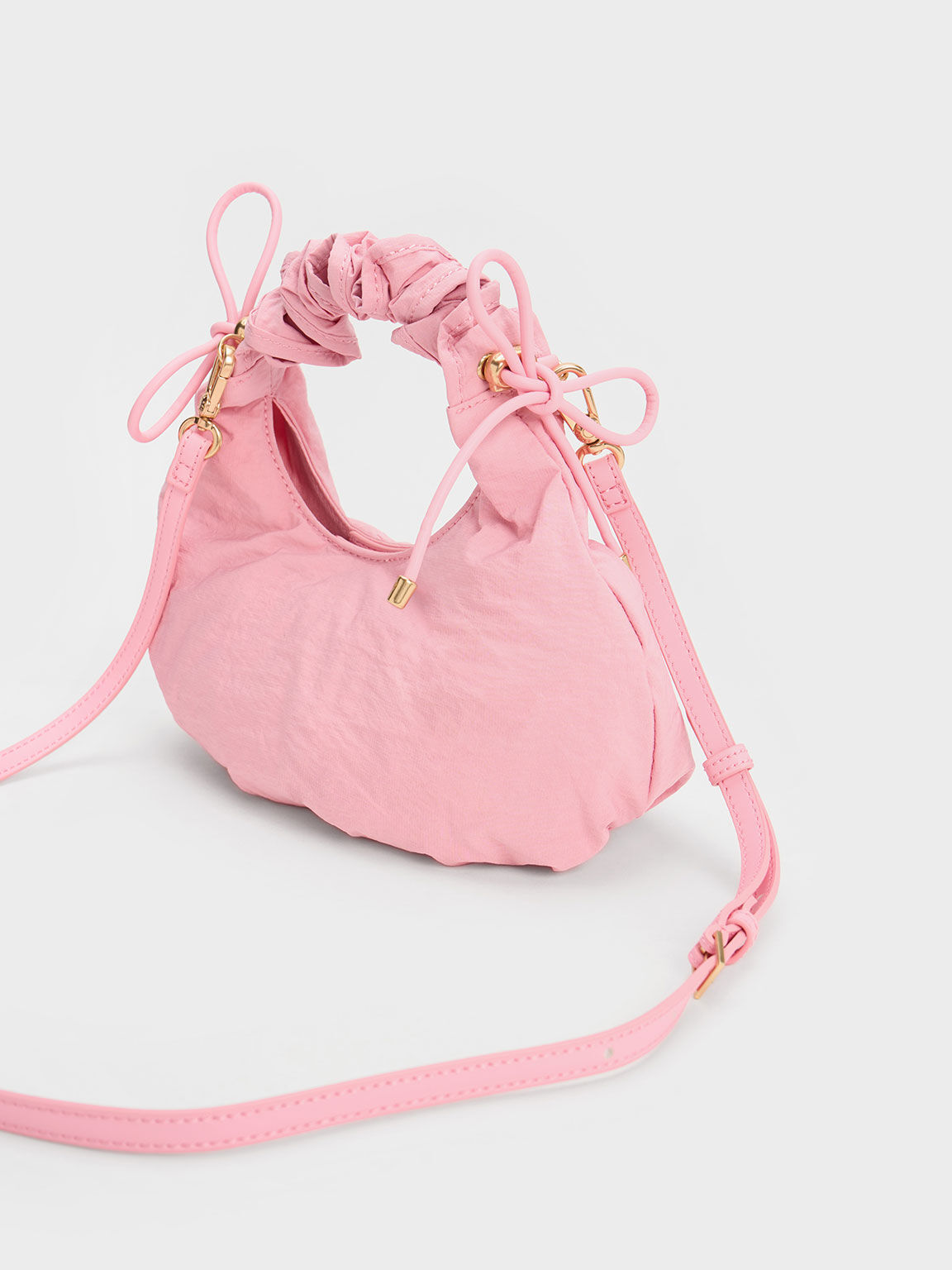 Maisy Ruched Nylon Bag, Pink, hi-res