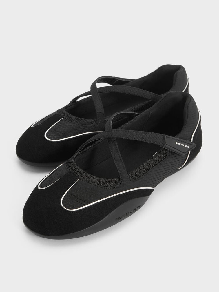 Mika 交叉帶運動瑪莉珍鞋, 黑色特別款, hi-res