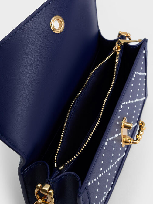 Marietta Textured Quilted Crossbody Bag, Navy, hi-res