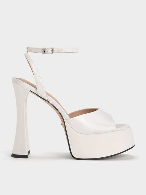 Michelle Recycled Polyester Platform Sandals, White, hi-res