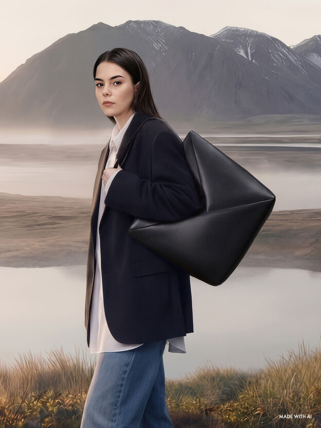 Midori Geometric Tote Bag, Jet Black, hi-res
