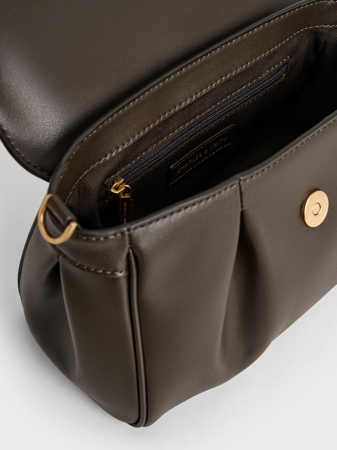 Dark Moss Calla Front Flap Chain Handle Bag CHARLES KEITH CA