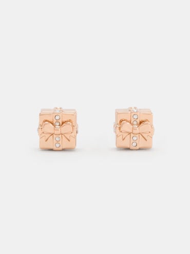 Athalia Crystal-Embellished Gift-Box Stud Earrings, Rose Gold, hi-res