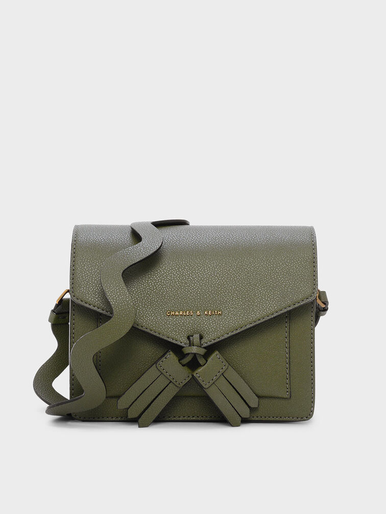 Tassel Detail Crossbody Bag, Green, hi-res