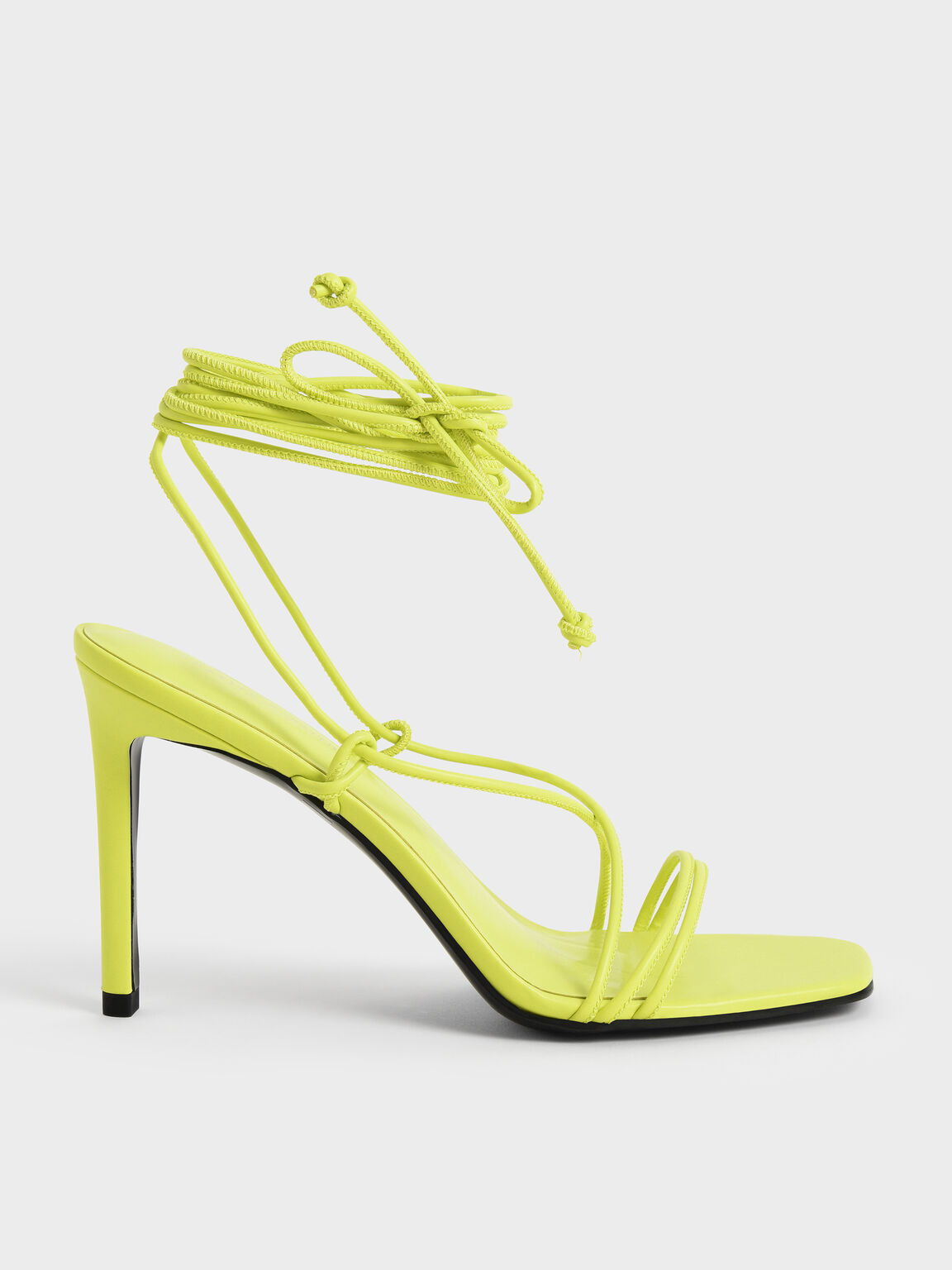 Strappy Tie-Around Stiletto Sandals, Yellow, hi-res