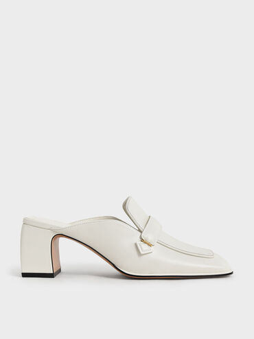 Block Heel Loafer Mules, Chalk, hi-res