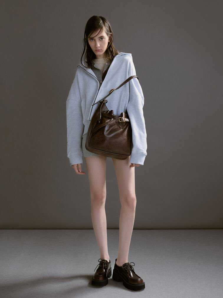 Bolso hobo Victoria con cintur&oacute;n, Distressed Coffee, hi-res