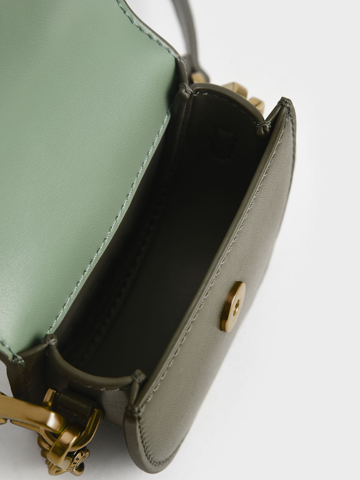 Micro Gabine Two-Tone Saddle Bag​, Olive, hi-res