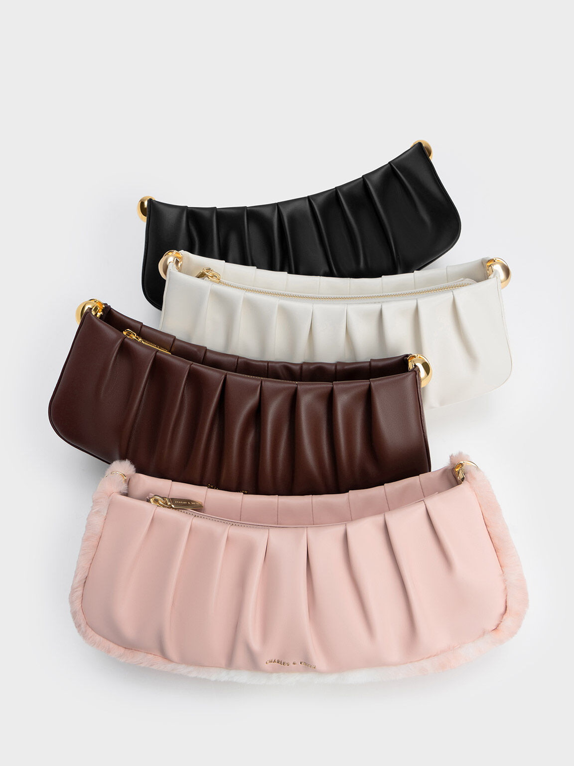 Aldora Ruched Shoulder Bag, White, hi-res