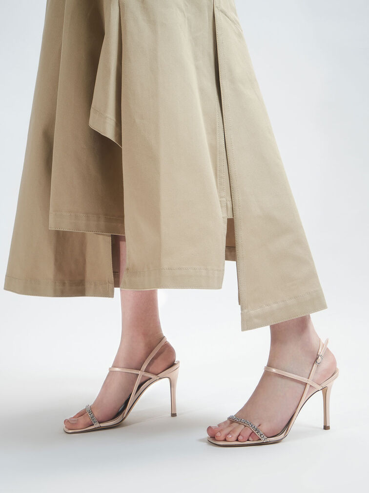 Gem-Embellished Strappy Sandals, Nude, hi-res