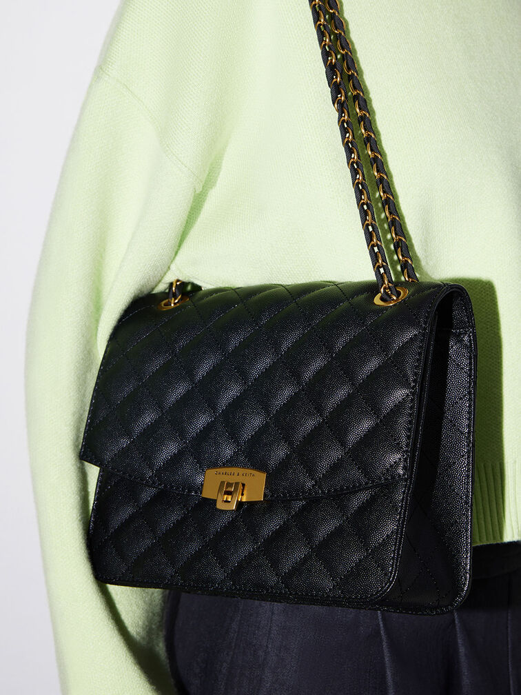 Black Quilted Pouch - CHARLES & KEITH International