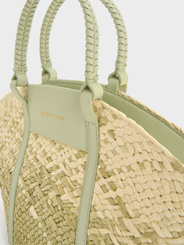 Shalia Raffia Basket Bag, Matcha Green, hi-res