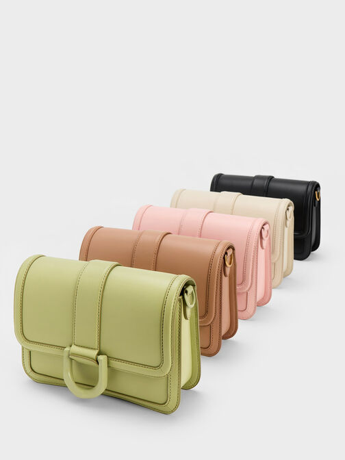 Gabine Leather Crossbody Bag, Pink, hi-res