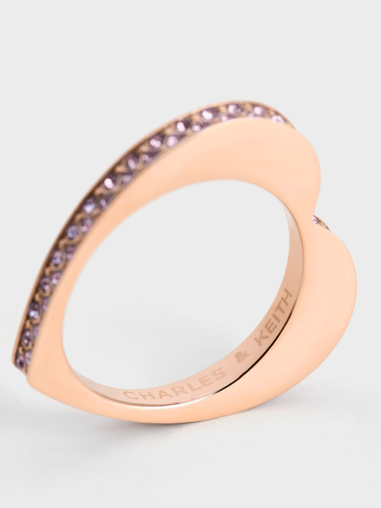Malorie Crystal Heart Ring, Rose Gold, hi-res