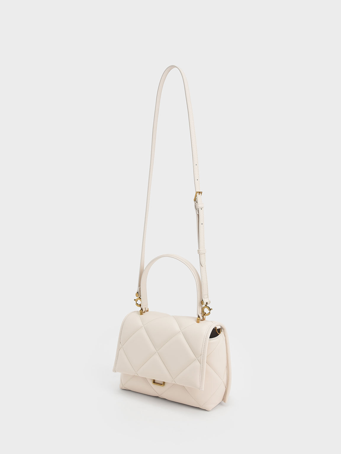 Gemma Chunky Chain Link Quilted Bag, Cream, hi-res