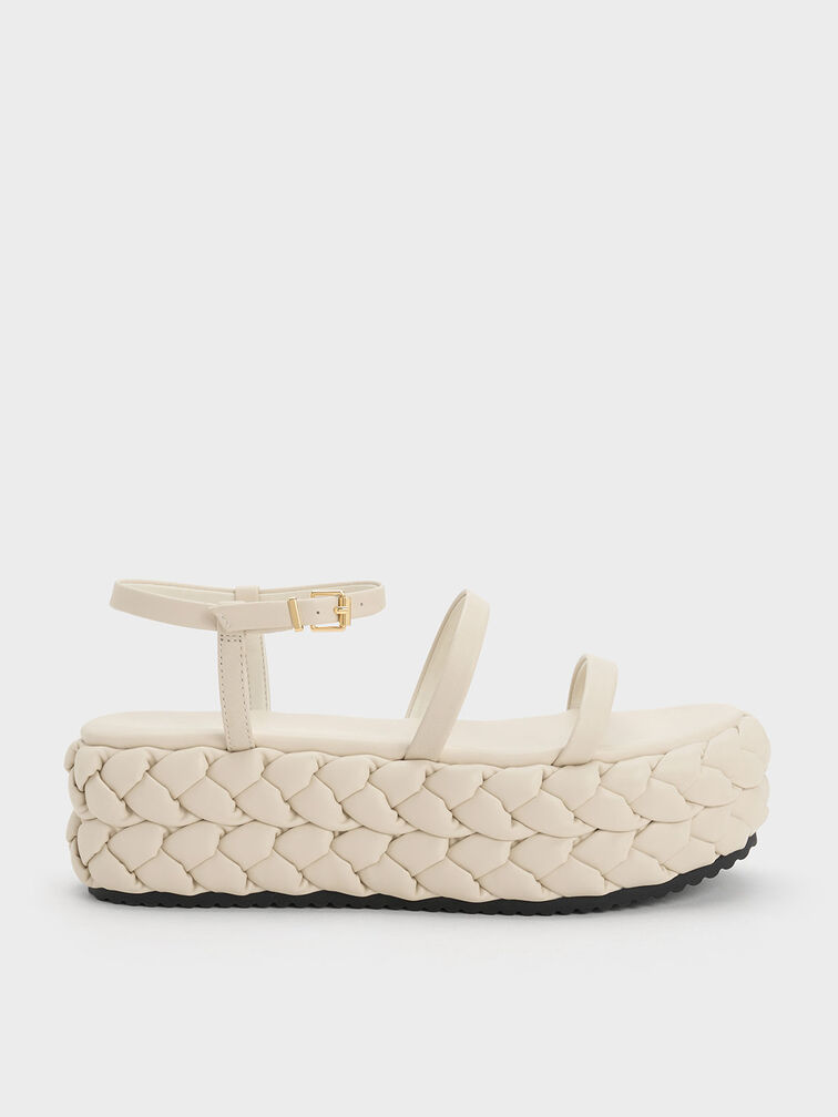 Tali Leather Braided Flatforms, Chalk, hi-res