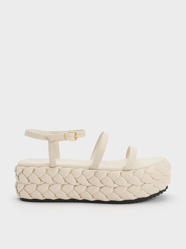 Tali Leather Braided Flatforms, Chalk, hi-res