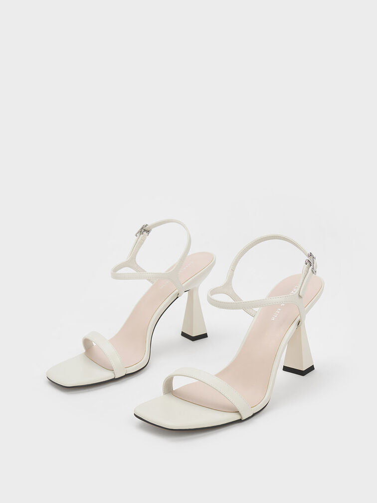 Square Toe Trapeze Heel Sandals, Chalk, hi-res