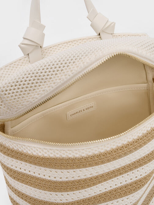 Ida Knitted Striped Backpack, Sand, hi-res