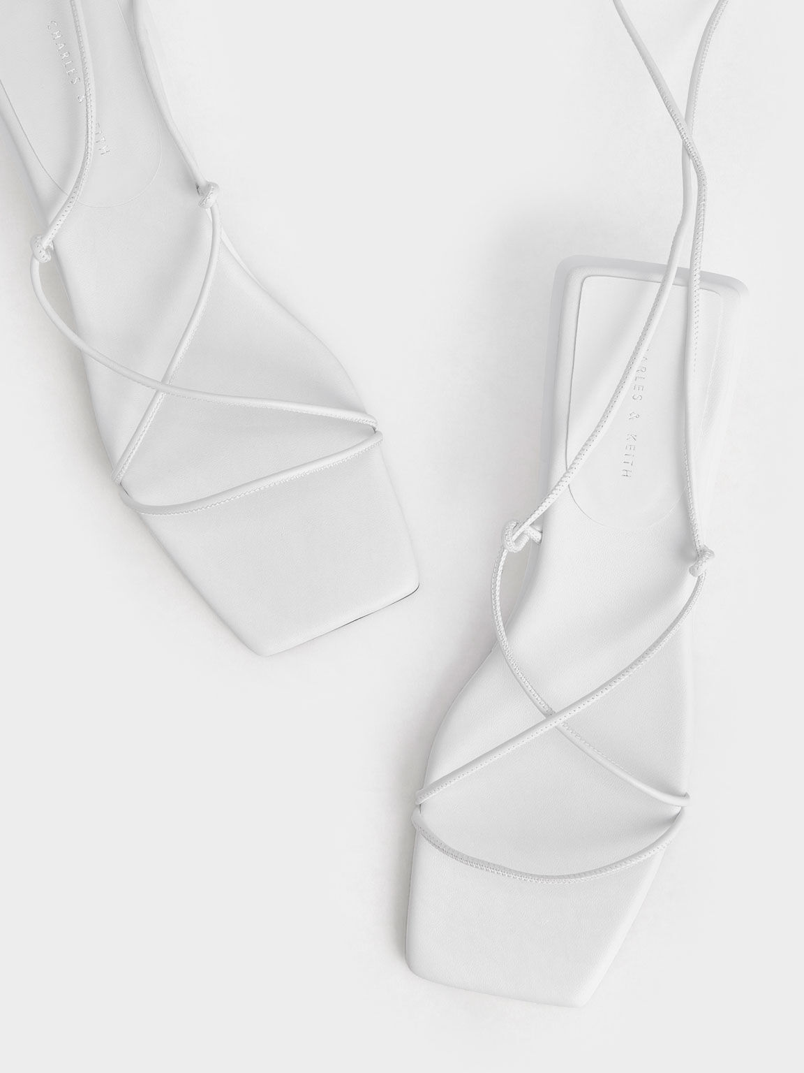 Tie-Around Strappy Sandals, White, hi-res