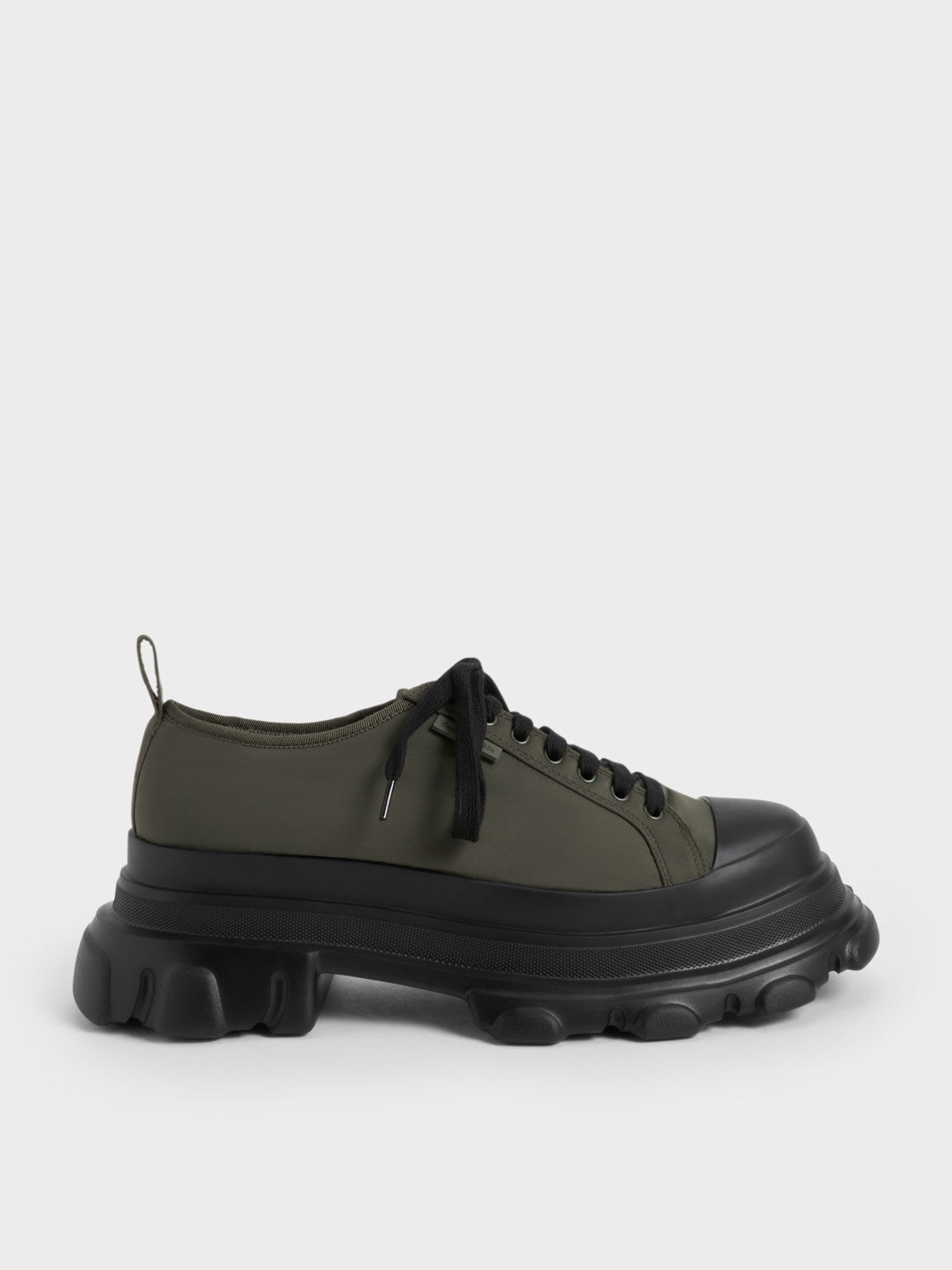 Nylon Chunky Sole Sneakers, Olive, hi-res