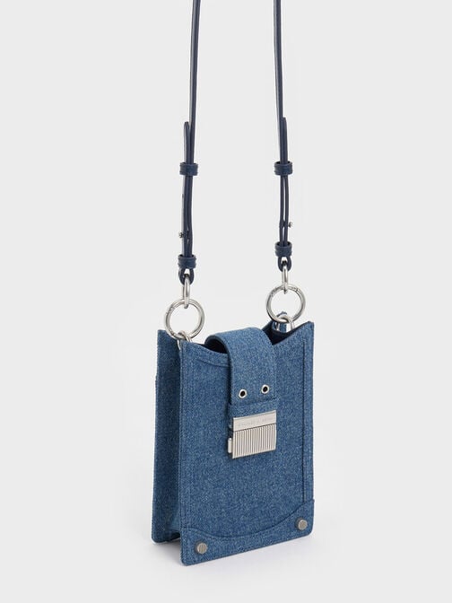 Winslet Denim Belted Phone Pouch, Denim Blue, hi-res