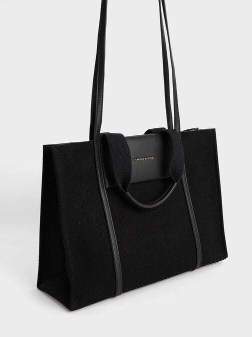 Shalia Canvas Tote Bag, Black, hi-res