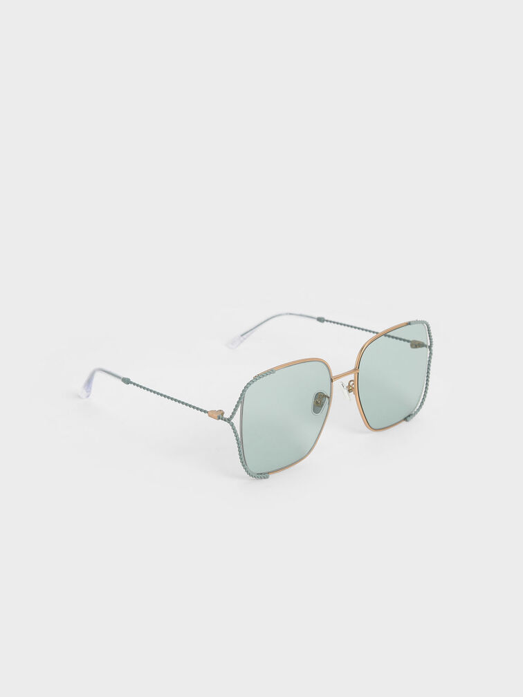 Tinted Butterfly Sunglasses, Green, hi-res