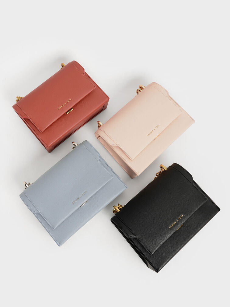 Front Flap Chain Handle Crossbody Bag, Brick, hi-res