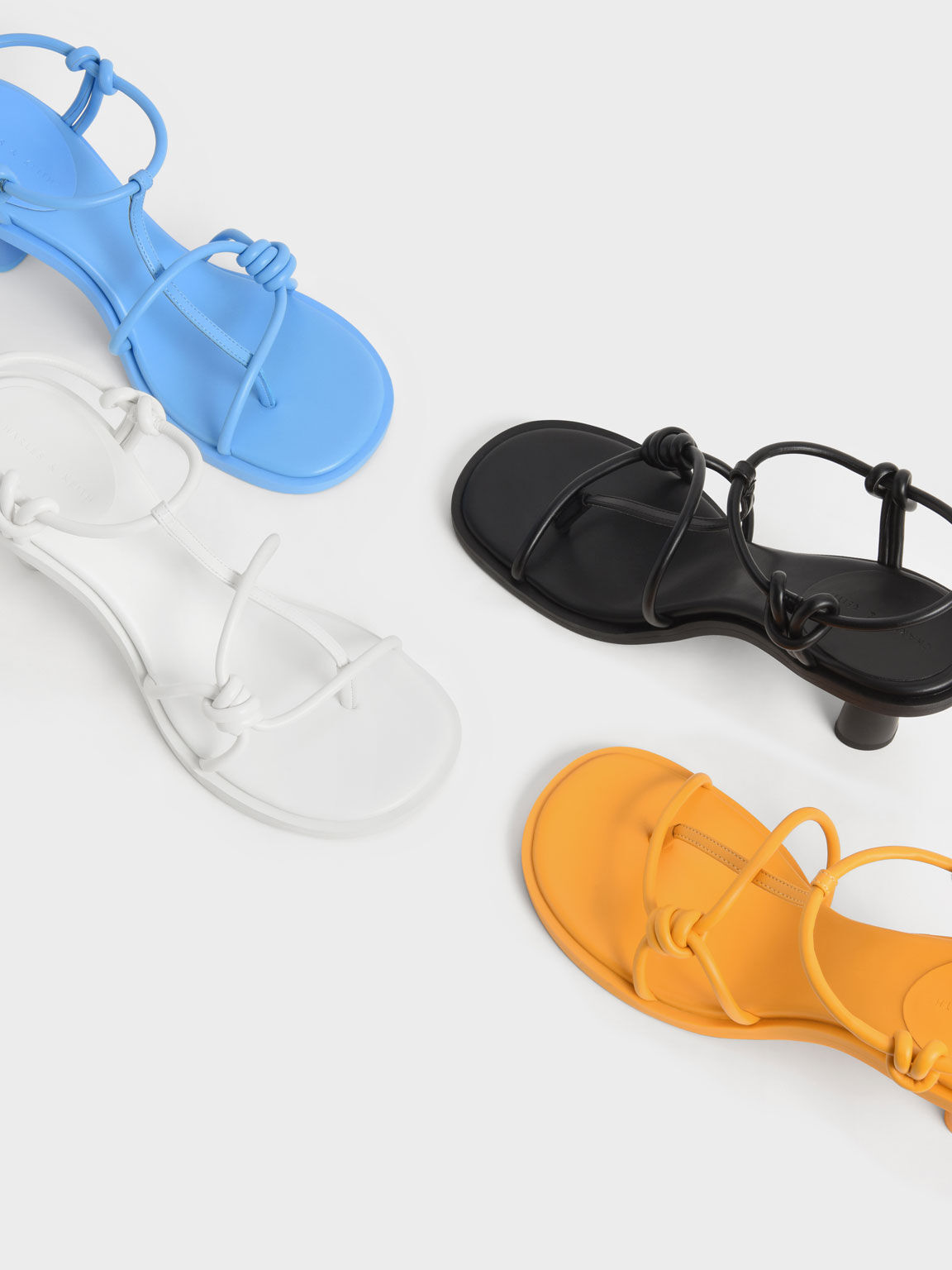 Alma Strappy Knotted Thong Sandals, White, hi-res