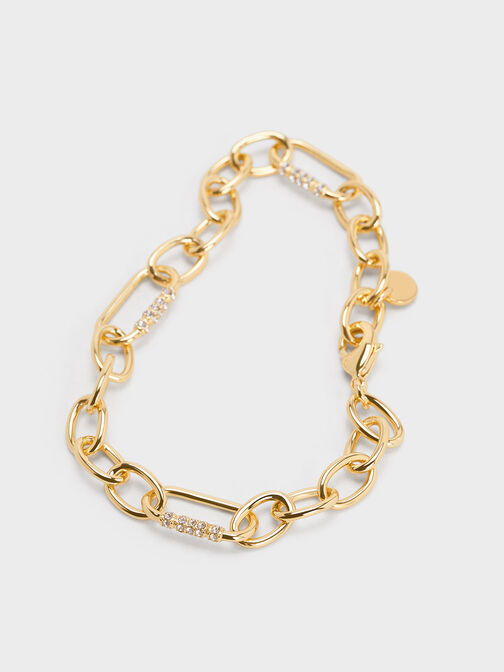 Reagan Crystal Chain-Link Bracelet, Gold, hi-res