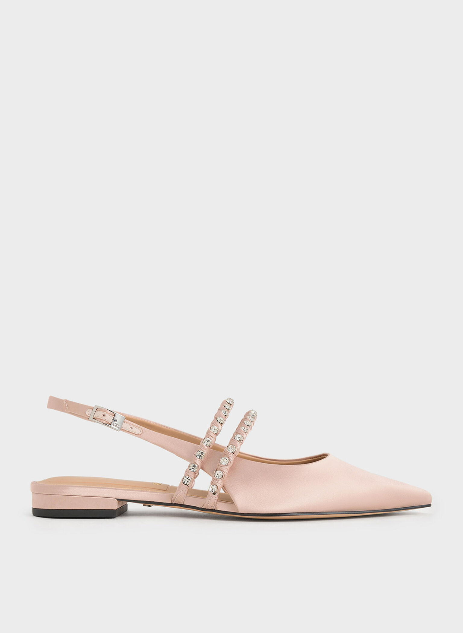 Goldie Recycled Polyester Gem-Encrusted Mary Jane Flats, Light Pink, hi-res