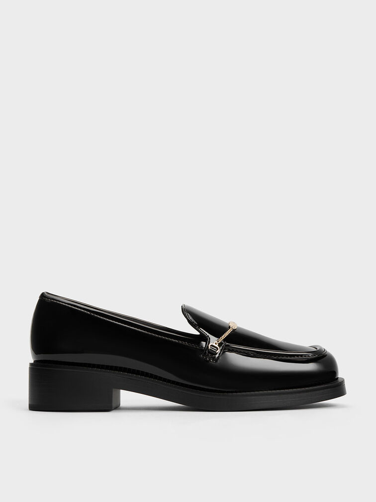 Black Boxed Lexie Metallic-Accent Loafers - CHARLES & KEITH SG