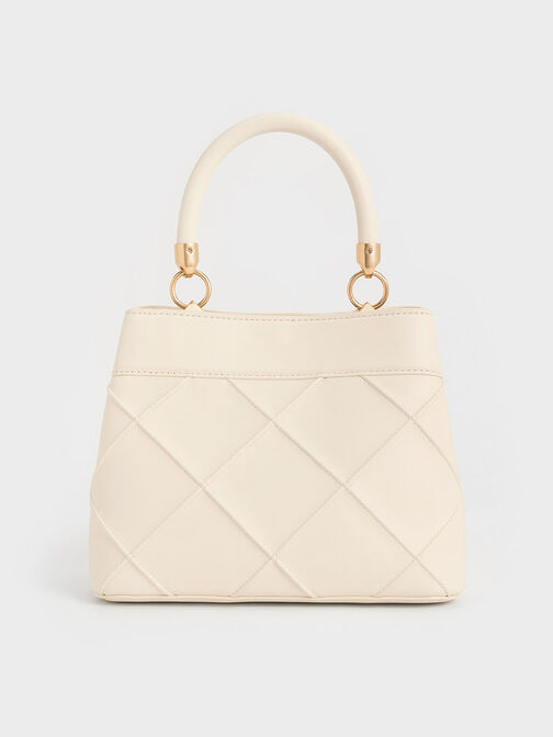 Eleni Quilted Top Handle Bag, Cream, hi-res