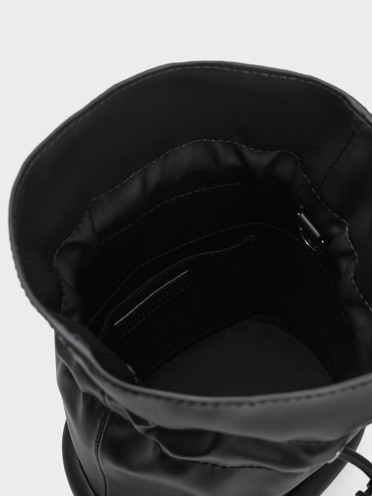 Shiloh Drawstring Bucket Bag, Black, hi-res