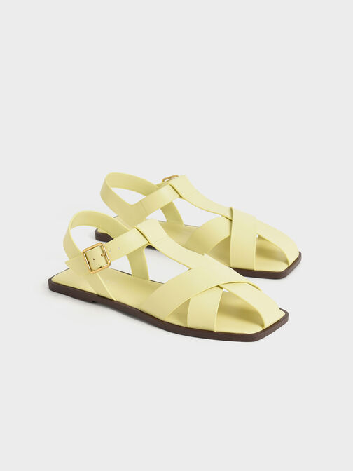 Strappy Crossover Sandals, Yellow, hi-res