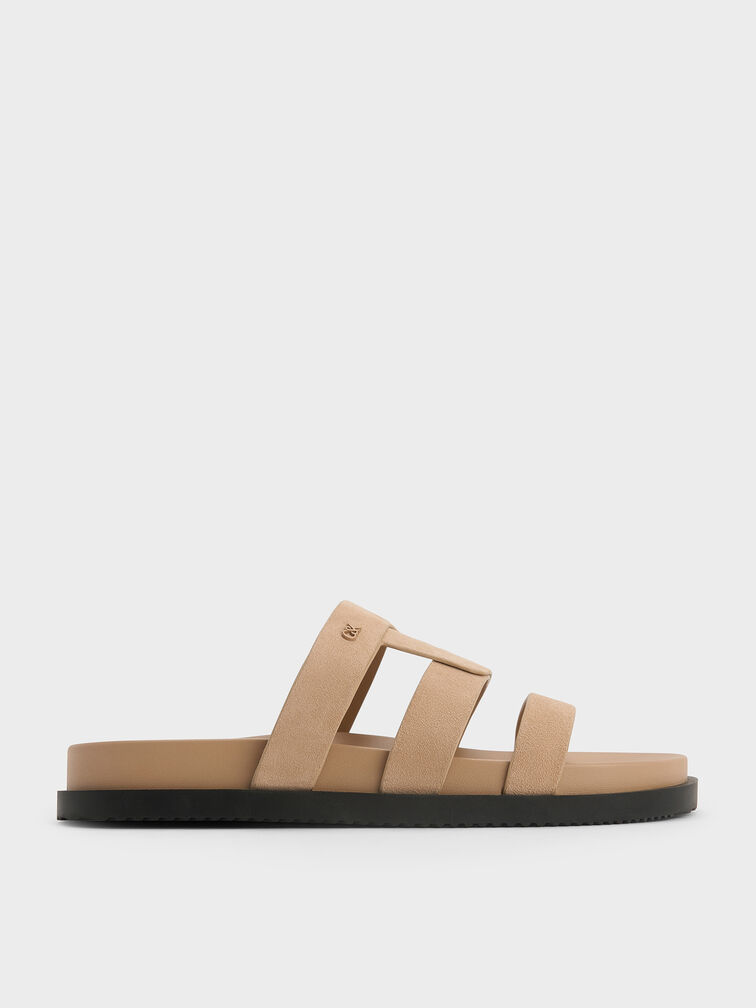 Joan Suede Flatform Sandals, Beige, hi-res