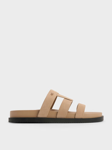 Joan Suede Flatform Sandals, Beige, hi-res
