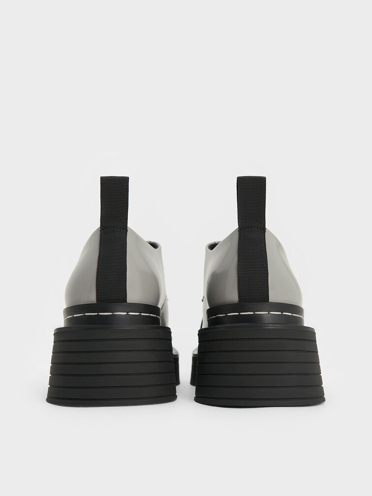 Zapatos de plataforma Oxfords con cordones, Gris, hi-res