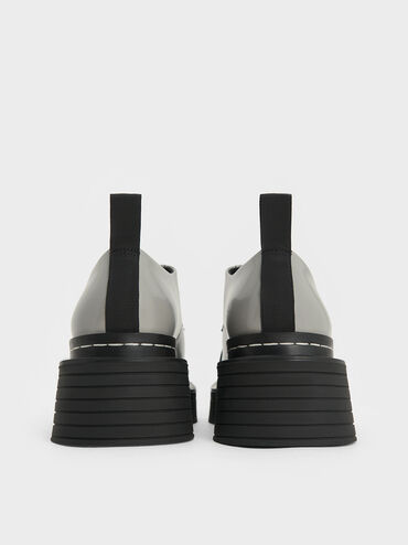 Lace-Up Platform Derbys, Grey, hi-res