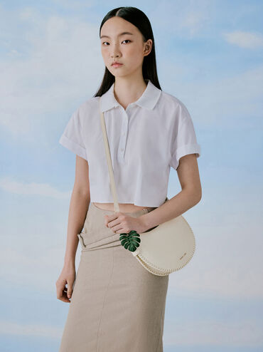 Blume Braided Curved Hobo Bag, Cream, hi-res