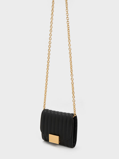 Astrid Panelled Small Wallet, Black, hi-res